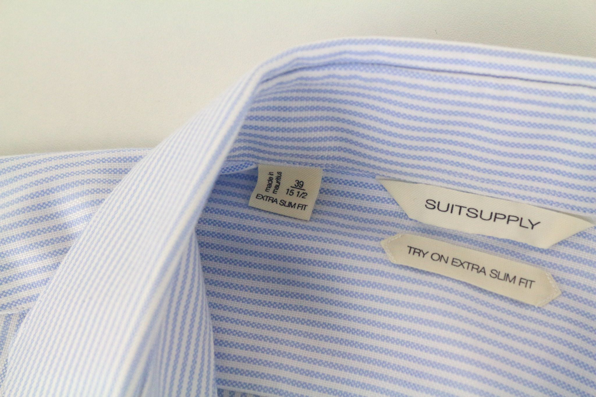 Suitsupply 39/15 1/2 Extra Slim Blue Cotton Striped 72682 Size 38R - 5 Thumbnail