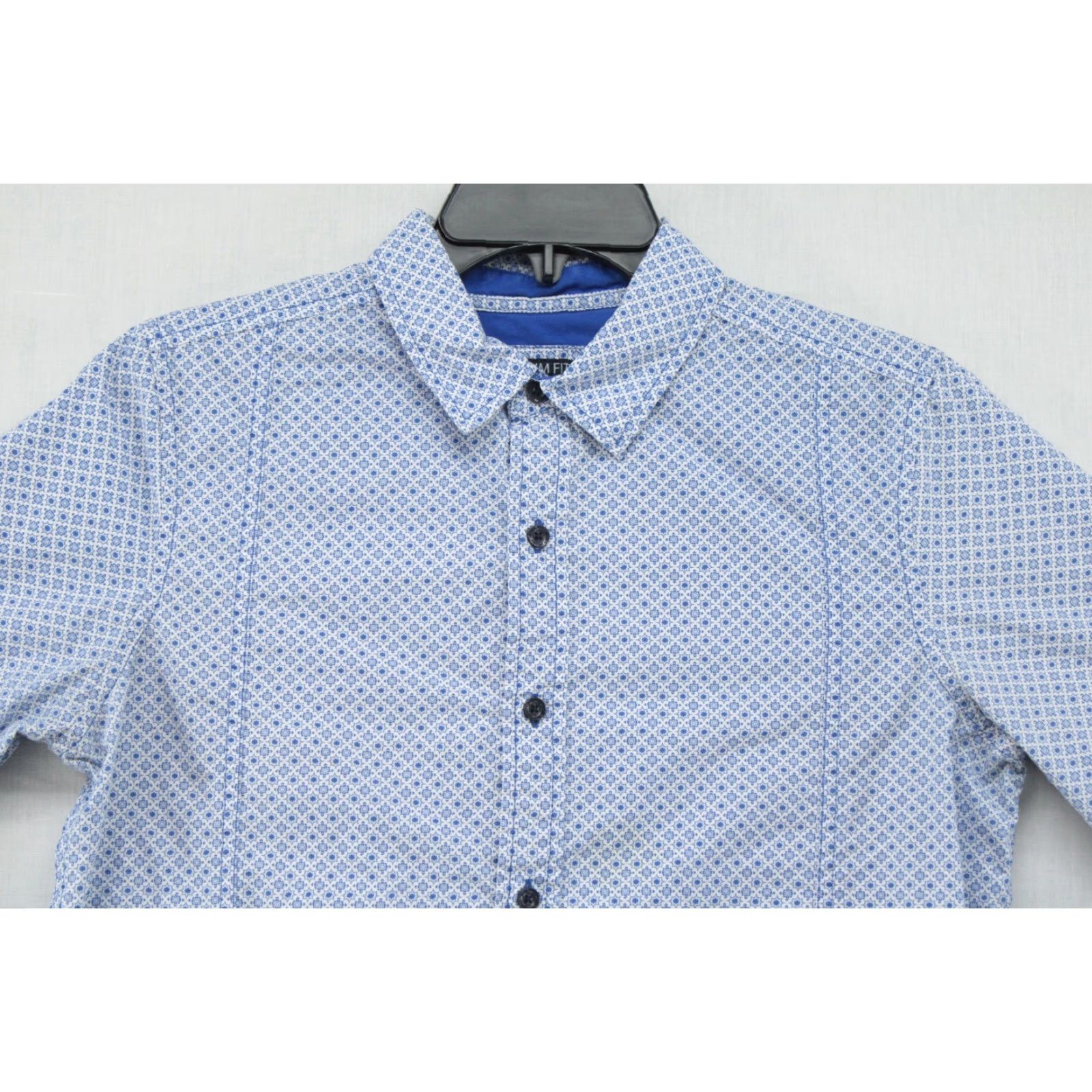 Prana prAna Lukas Slim Button-Up Shirt Mens Small Long Sleeve Geometric Blue Size US S / EU 44-46 / 1 - 2 Thumbnail