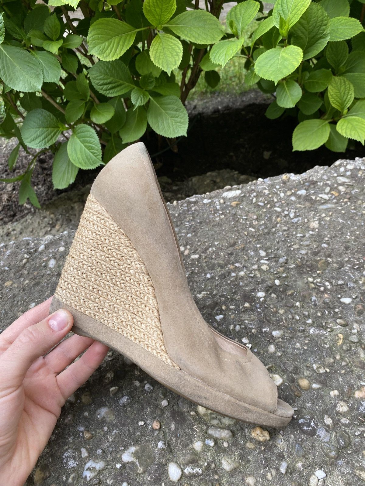 Prada Vintage Prada beige Suede Espadrille Wedge Sandals Size US 7.5 / IT 37.5 - 8 Thumbnail