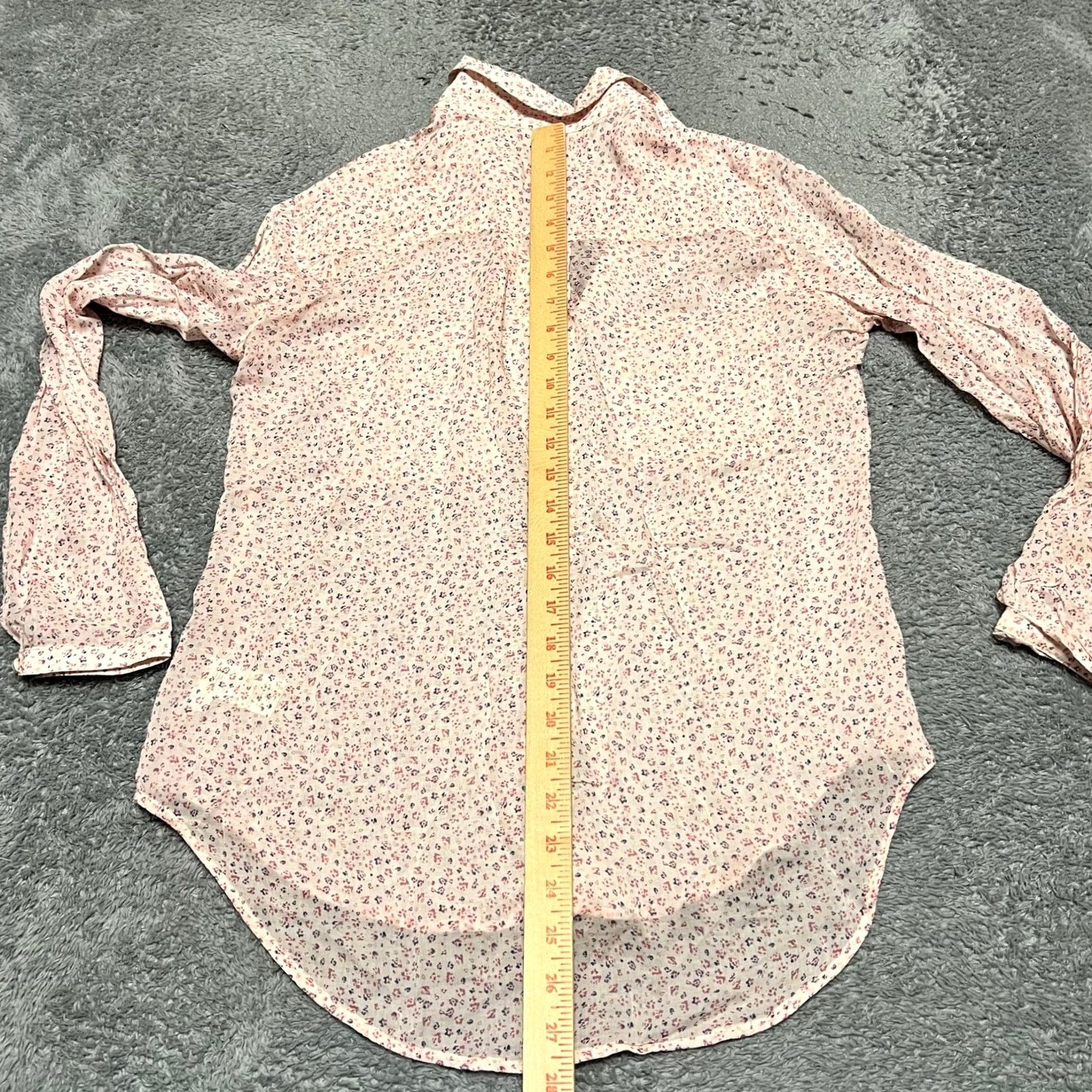 Anthropologie Cloth & Stone by Anthropologie Shirt Womens XS Floral Button-Up Sheer Pink XS Womens Size XS / US 0-2 / IT 36-38 - 5 Thumbnail