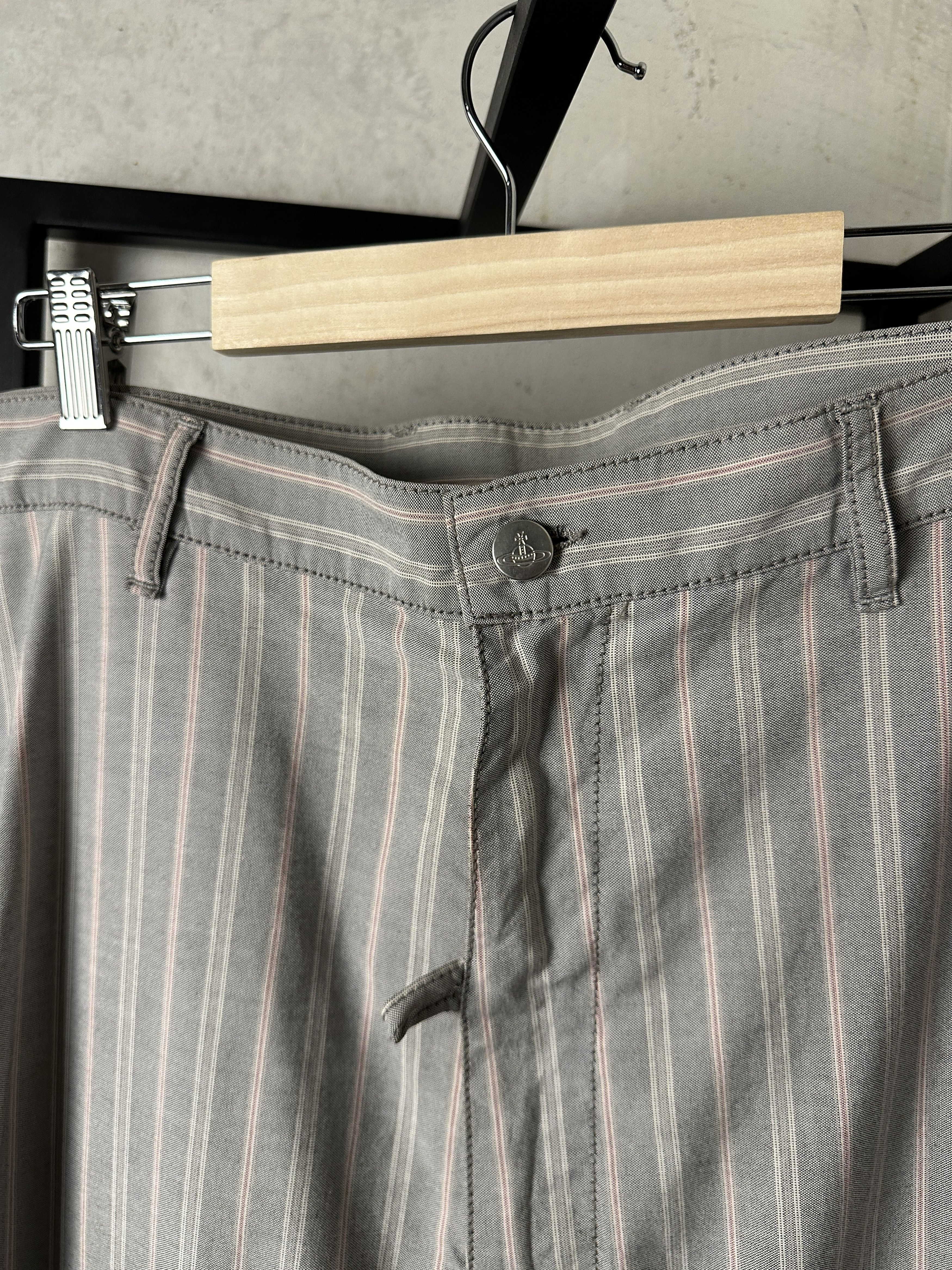 Vivenne Westwood Man High Waist Grey Striped Pants
