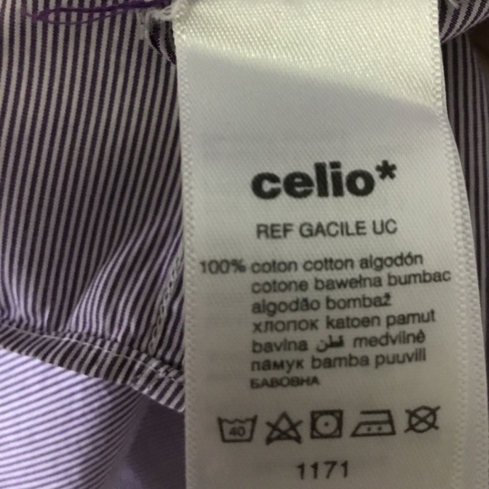 Celio Celio Men's Purple Blend Striped Button Down Dress Shirt Size US M / EU 48-50 / 2 - 5 Thumbnail