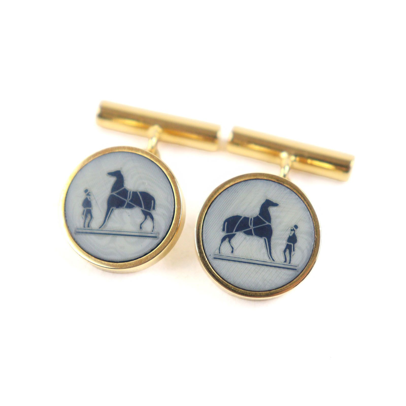 Hermes Hermes Hermes Corozo Carriage Logo Cufflinks Natural Material Cufflinks Size ONE SIZE - 1 Thumbnail