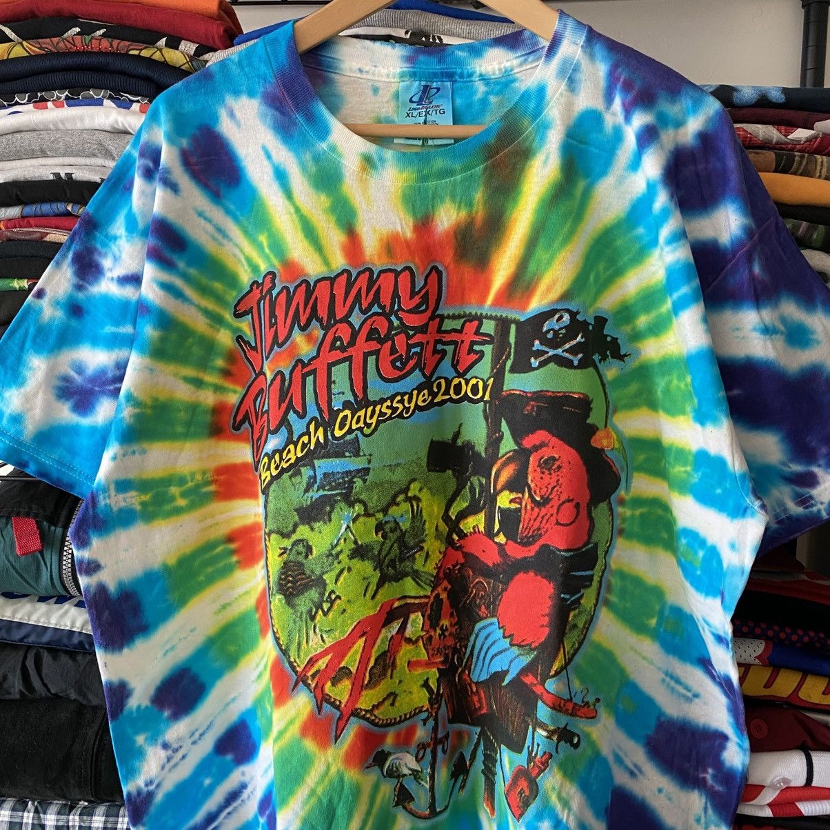 Logo Athletic Vintage Jimmy Buffett Tie Dye T-Shirt A Beach Odyssey 2001 Size US XL / EU 56 / 4 - 2 Thumbnail