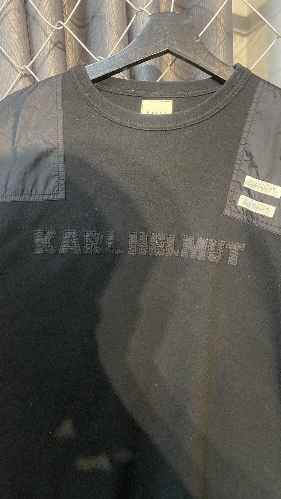 Helmut Lang × Japanese Brand × Karl Helmut SUPER BLACK VINTAGE KARL HELMUT TSHIRT EMBROIDERY LARGE Size US L / EU 52-54 / 3 - 5 Thumbnail