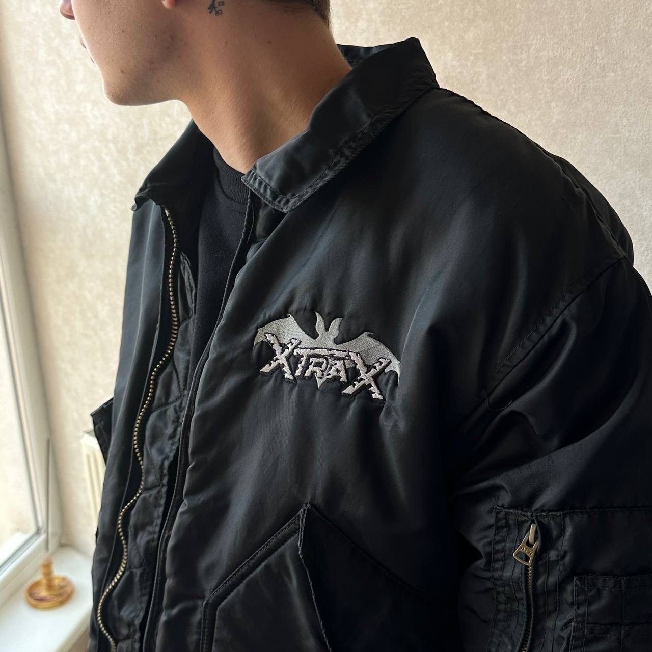 Vintage 90s Vintage CWU-45 Embroidery Bomber Jacket Alpha Style Size US L / EU 52-54 / 3 - 2 Thumbnail