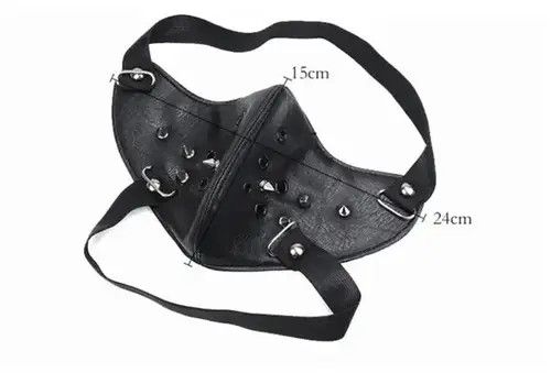 VIBE Punk Rivet PU Leather Adjustable Face Mask Size ONE SIZE - 2 Thumbnail