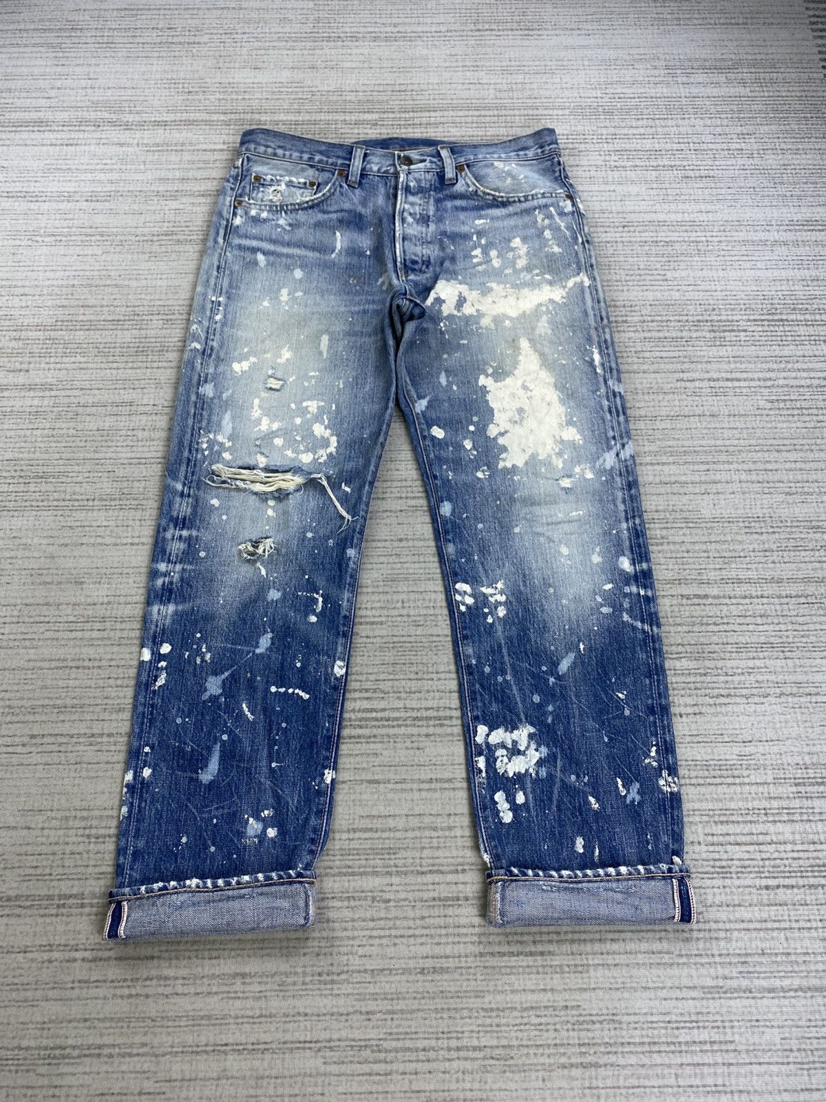 Japanese Brand Vintage Hysteric Glamour RNA Selvedge Splatter Paint Jeans Size US 32 / EU 48 - 2 Thumbnail
