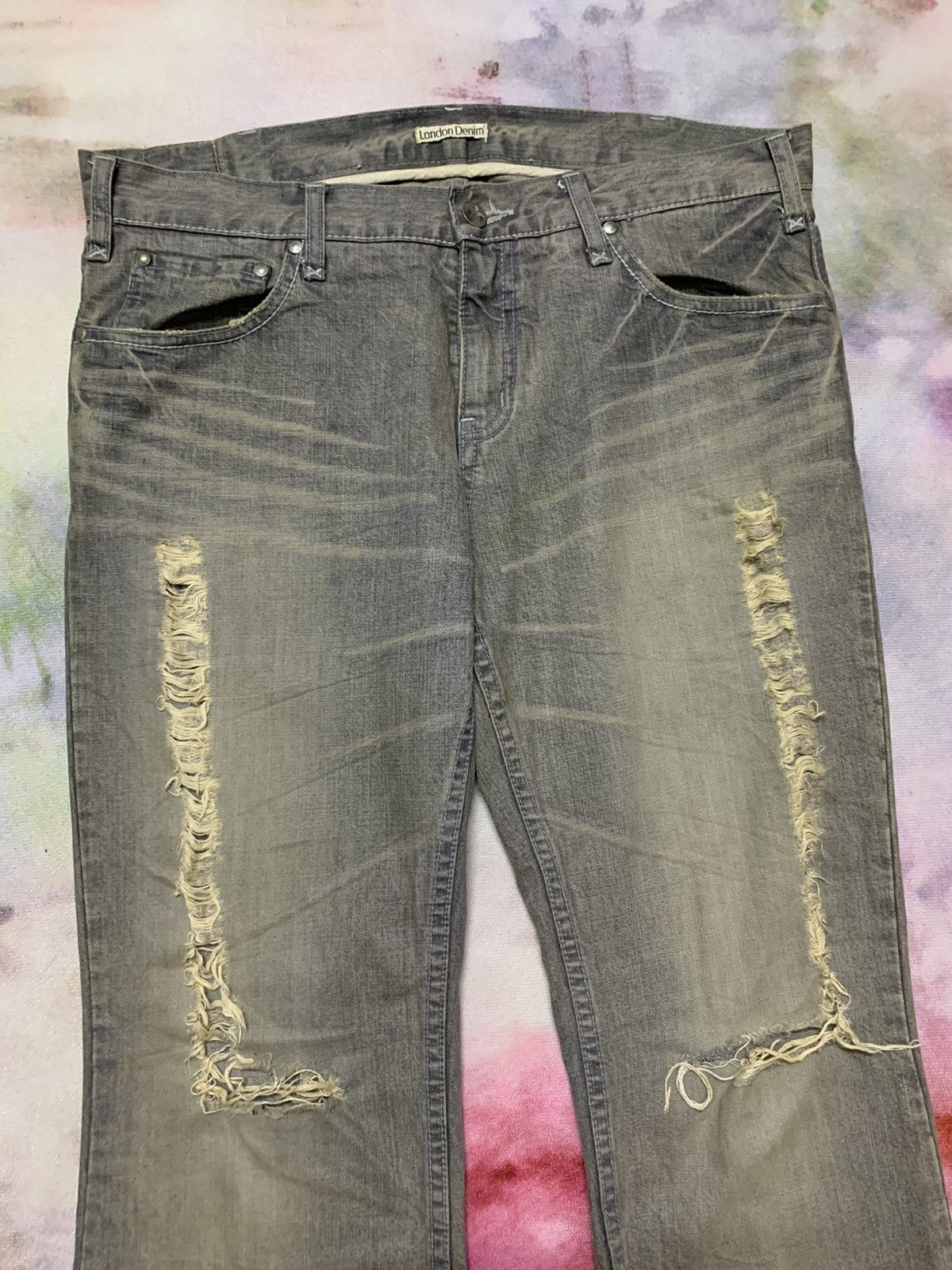Hysteric Glamour Flare London Denim Mud Washed Distressed Denim Size US 34 / EU 50 - 4 Thumbnail