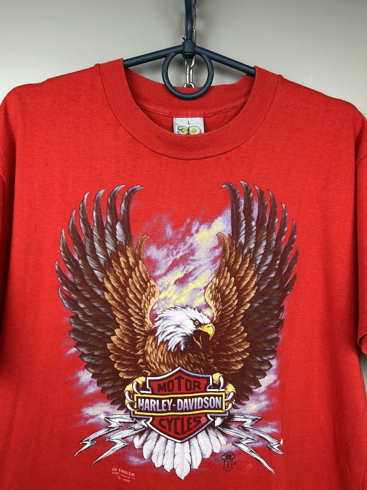 Harley Davidson × Vintage Vintage 1989 3D Emblem Harley Davidson Eagle Tee Size US L / EU 52-54 / 3 - 2 Thumbnail