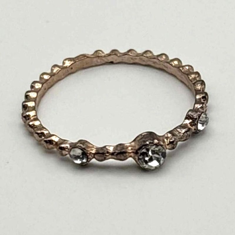 Other Rose Gold 3 Tier Crystal Ring Size ONE SIZE - 2 Thumbnail