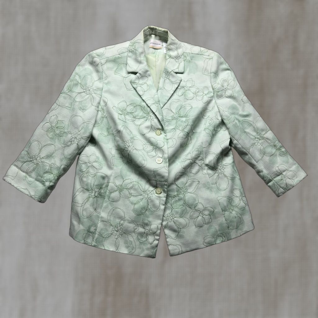 Vintage Alfred Dunner Floral Green Jacket Women Full Zip Cotton Size 16 Size XXL / US 16-18 / IT 52-54 - 1 Thumbnail