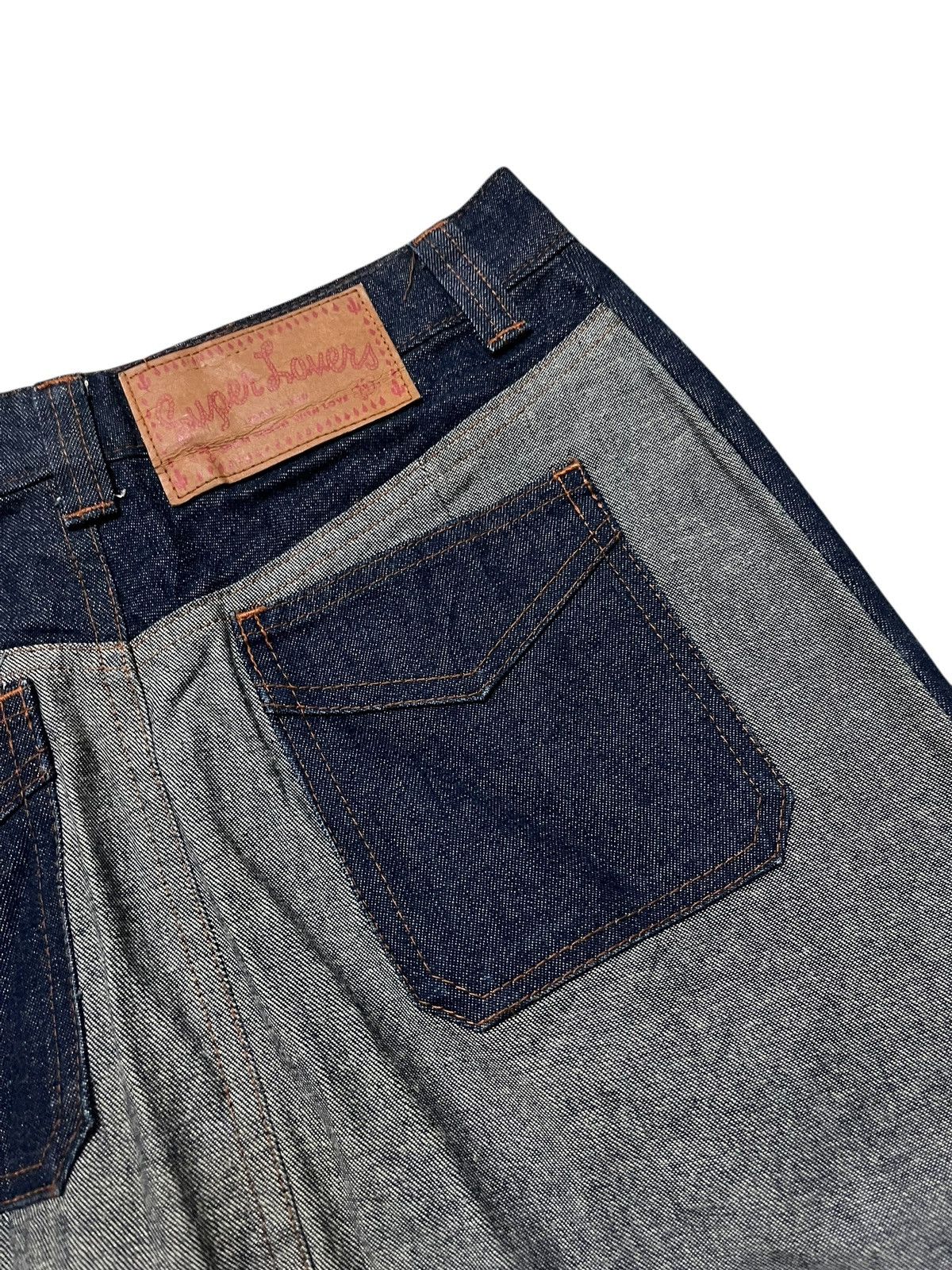Japanese Brand 2000s Super Lovers Japanese Denim Raw Two-Tone Skirt Size 29" - 10 Thumbnail