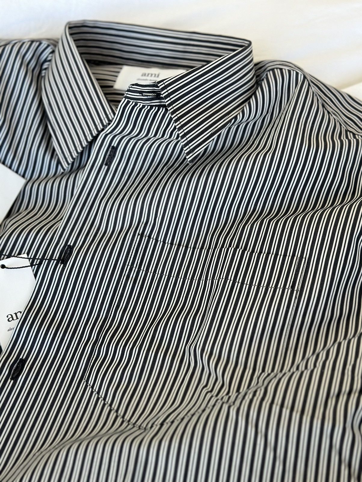AMI Ami Striped Short-sleeve Boxy Shirt Size US L / EU 52-54 / 3 - 4 Thumbnail