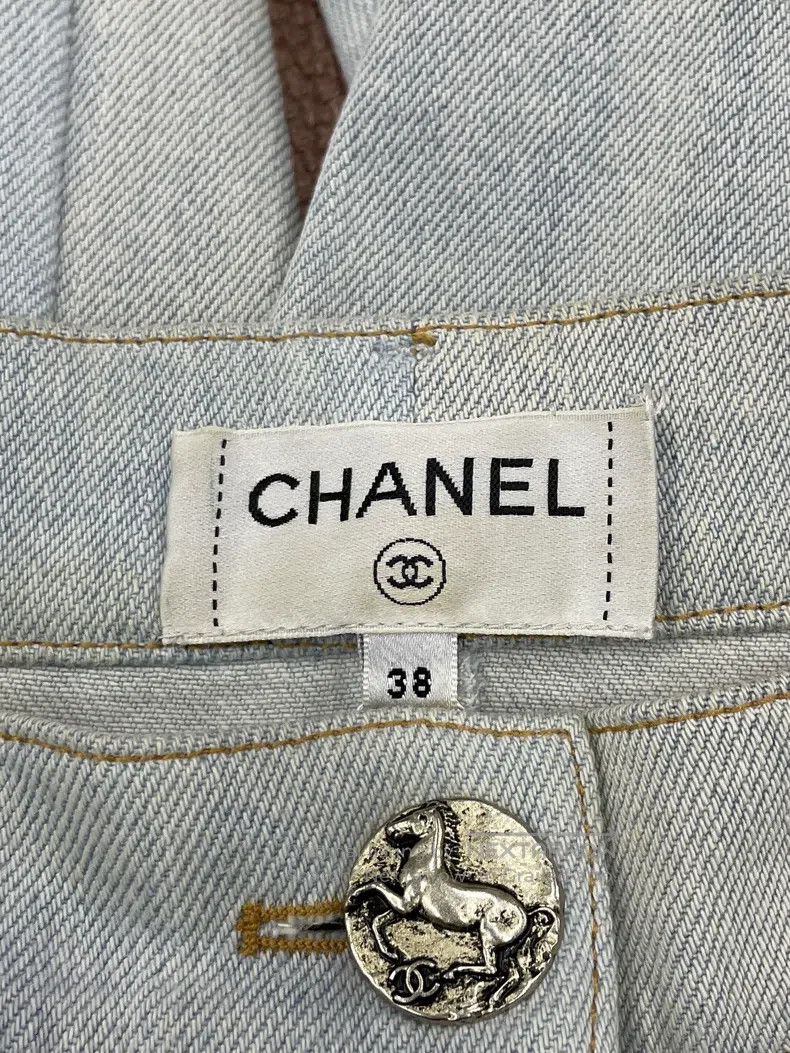 Chanel Chanel Greek series blue denim wide-leg pants Size 25" / US 0 / IT 36 - 4 Thumbnail