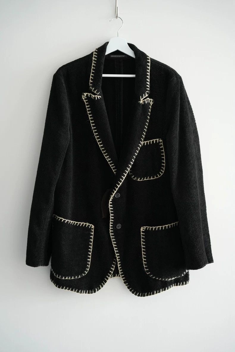 Yohji Yamamoto Yohji Yamamoto Yohji Yamamoto Black Wool Blazer With Stitc Size US M / EU 48-50 / 2 - 1 Thumbnail