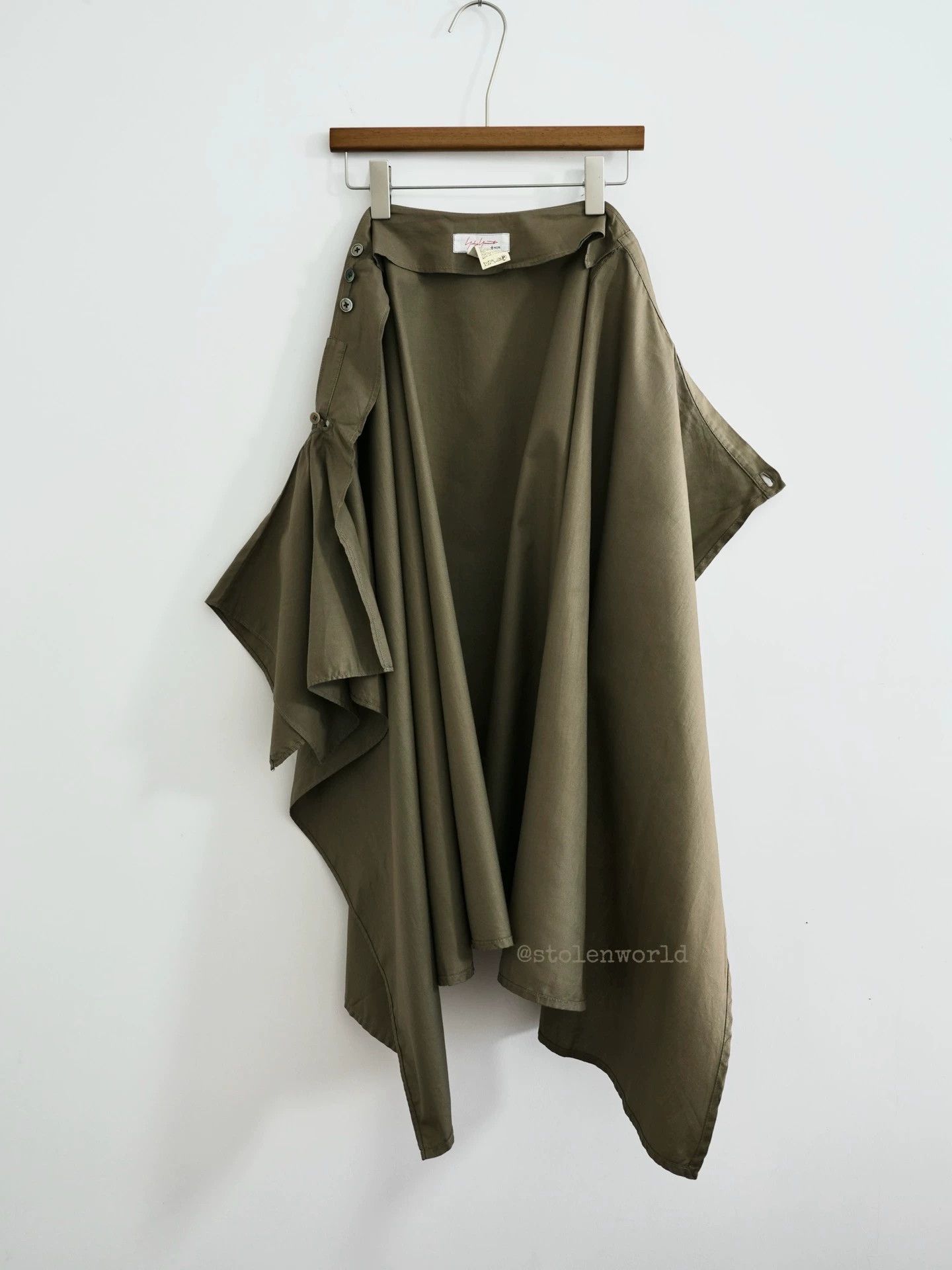 Yohji Yamamoto Yohji Yamamoto Noir Military Green Drape Skirt Size 26" / US 2 / IT 38 - 2 Thumbnail