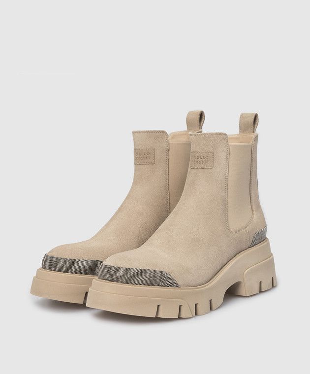 Brunello Cucinelli o1y0725 Ankle Boots in Beige Size US 10.5 / IT 40.5 - 3 Thumbnail
