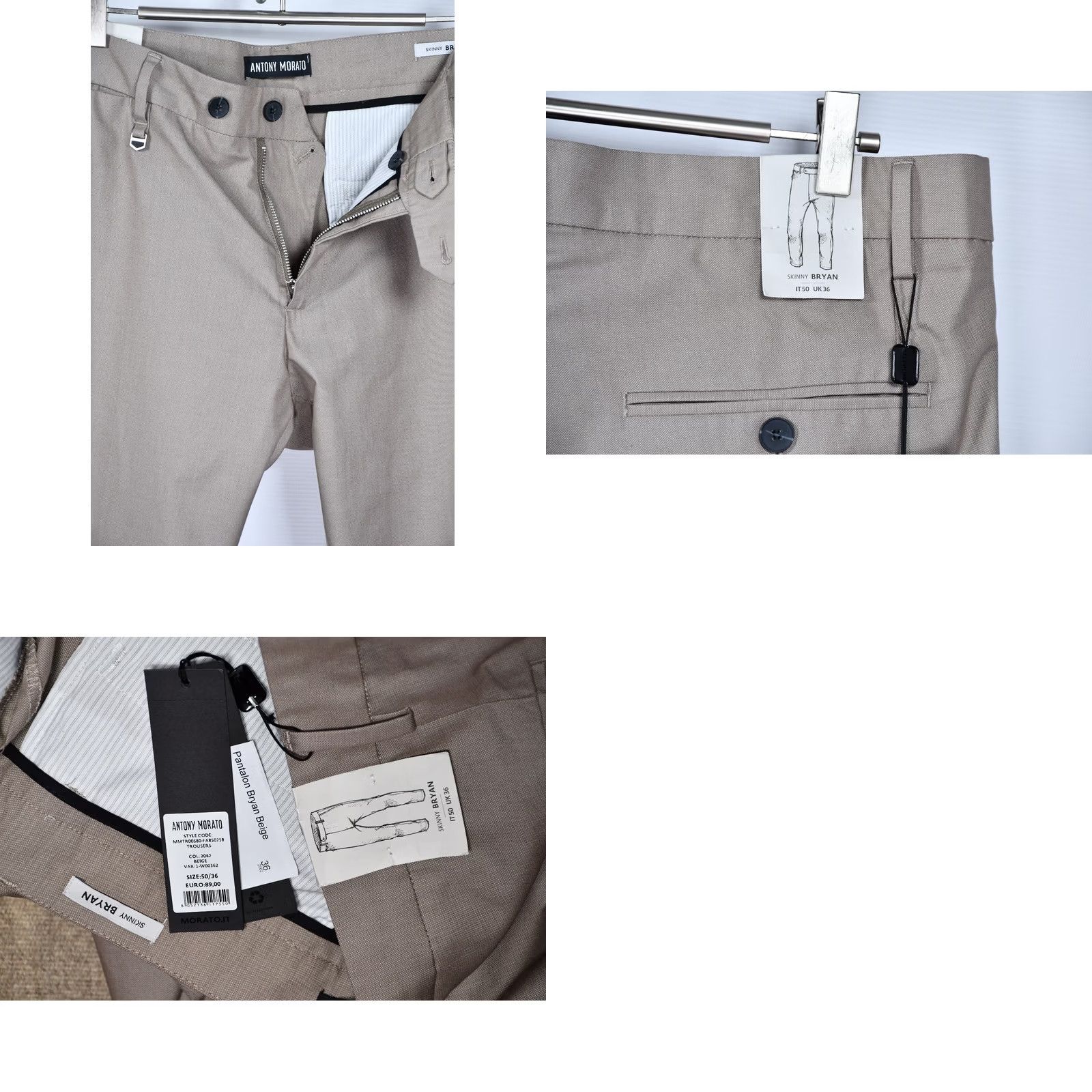 Antony Morato ANTONY MORATO Bryan Skinny Trousers Beige Size 50/36 Pants Men Regular Vintage? No Size US 34 / EU 50 - 8 Thumbnail