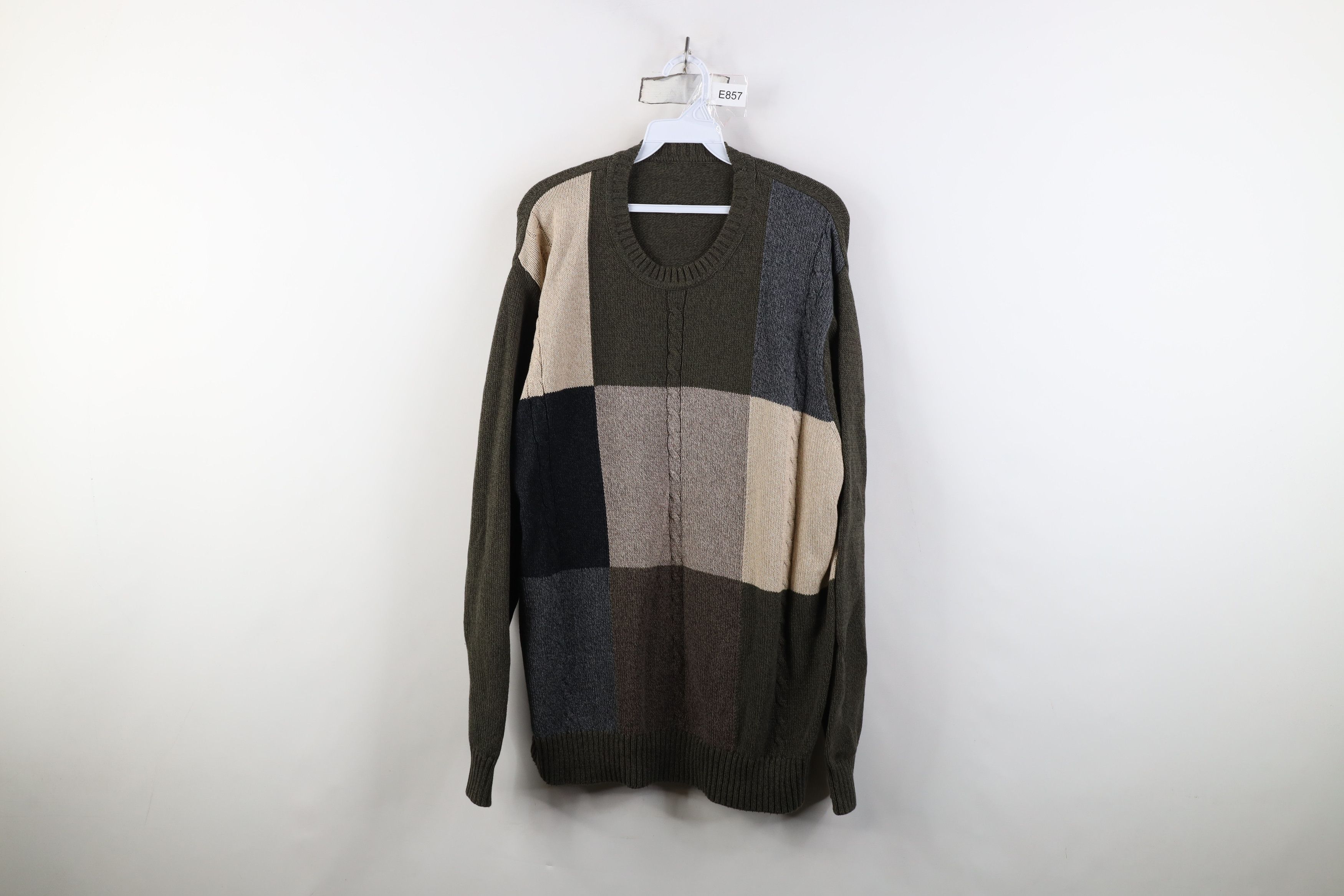 Vintage Vintage 90s Streetwear Ribbed Cable Knit Crewneck Sweater Size US XL / EU 56 / 4 - 1 Thumbnail