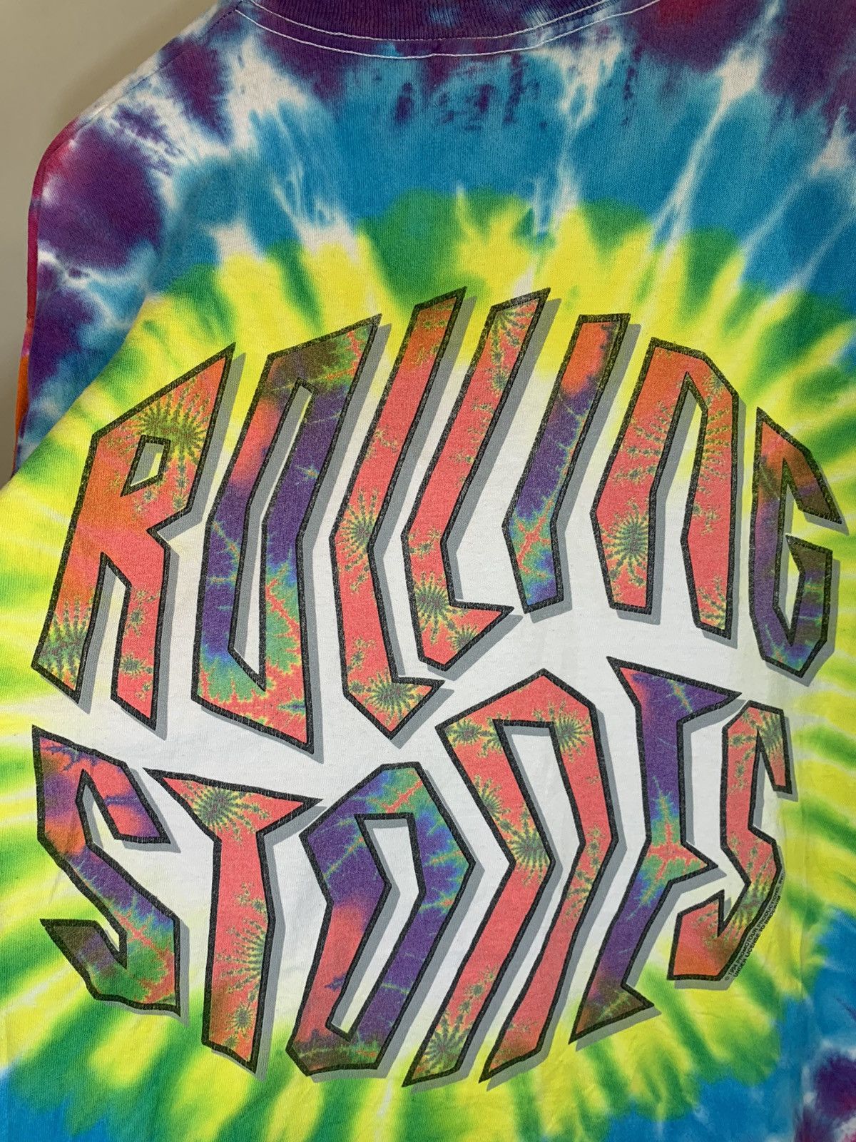 Band Tees *RARE* Vintage 1994 Rolling Stones FRACTAL Tie-Dye T-Shirt Size US XL / EU 56 / 4 - 4 Thumbnail