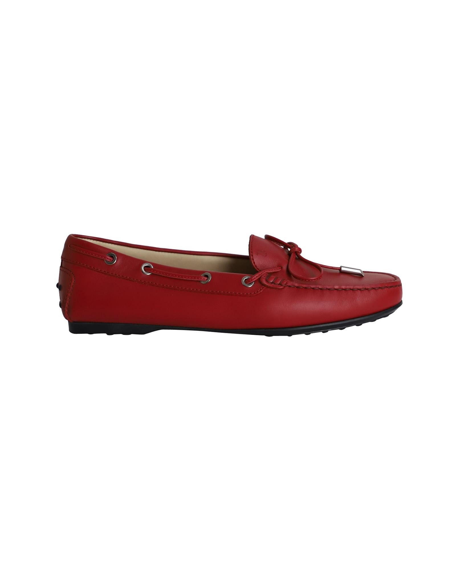 image of Tods Red Leather Gommino Moccasins Shoes, Women's (Size 9.5)