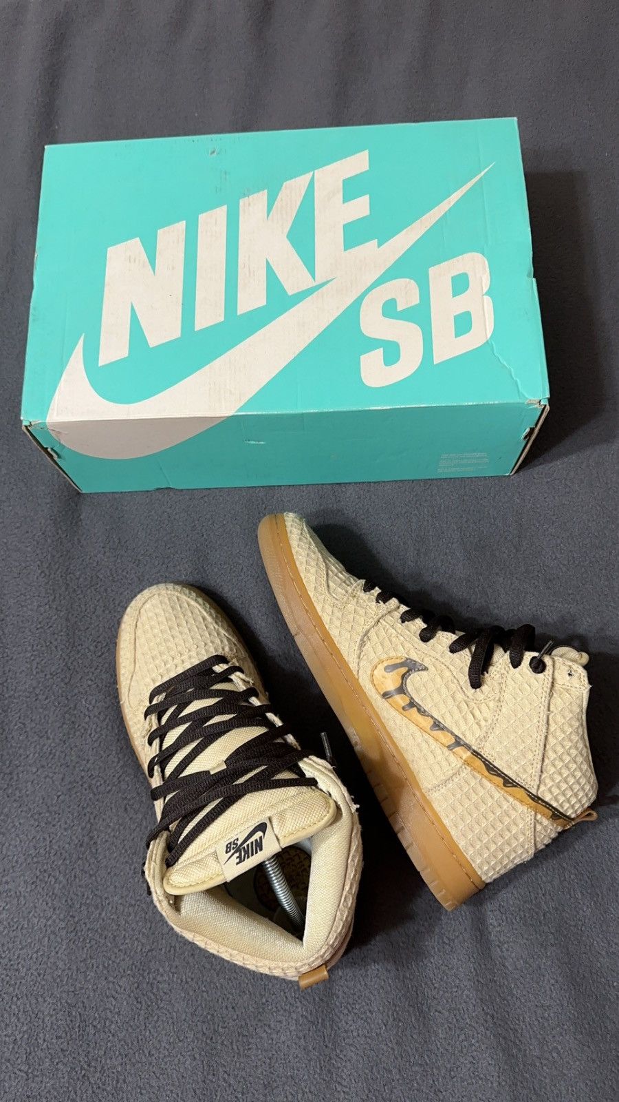 image of Nike Dunk High Premium Sb Chicken & Waffle Hemp Shoes in Tan, Men's (Size 10)