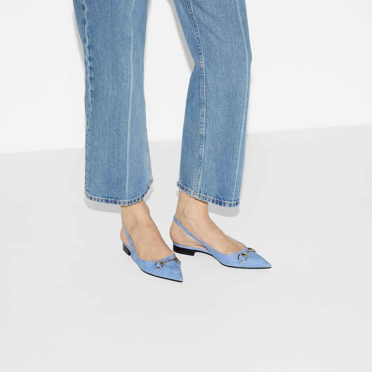 Gucci oc11z1025 Horsebit Slingback Ballet Flats in Blue Size US 7.5 / IT 37.5 - 3 Thumbnail