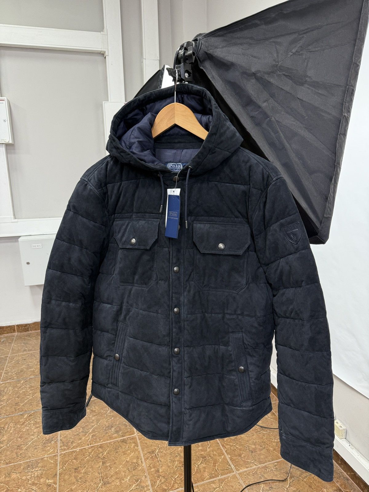 Polo Ralph Lauren 🇺🇸 NEW❗️Ralph Lauren Polo Quilted Suede Hooded Jacket Size US S / EU 44-46 / 1 - 1 Thumbnail