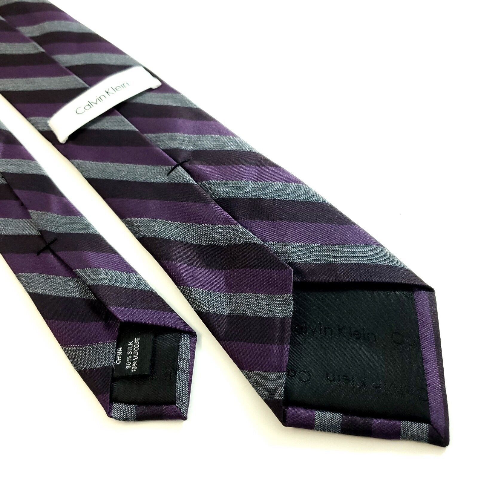 Calvin Klein Calvin Klein Black Gray Purple Striped Striped Long Skinny S Size ONE SIZE - 5 Thumbnail