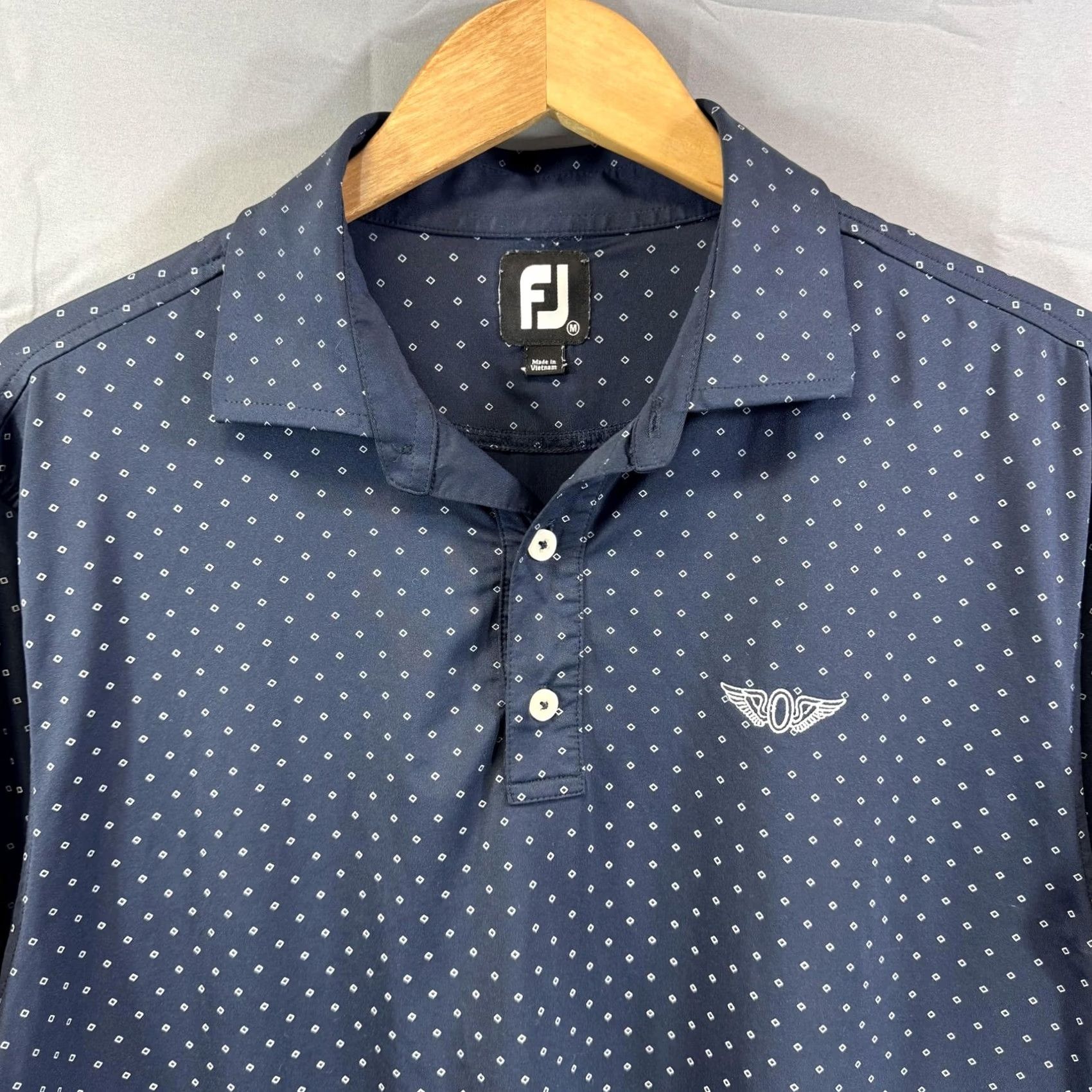 Footjoy FootJoy Polo Shirt Mens M Navy Blue Dot Print Golf Performance Lightweight Size US M / EU 48-50 / 2 - 3 Thumbnail
