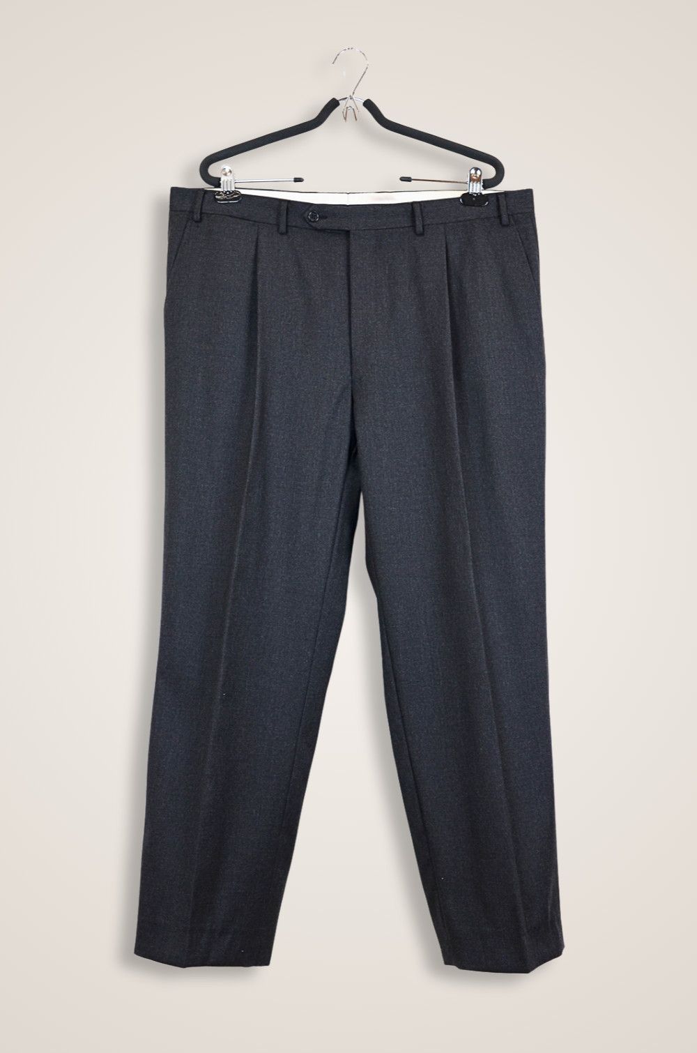 Corneliani Canali Classic Wool Trousers – Charcoal Gray – Size 56R Size 46R - 1 Thumbnail
