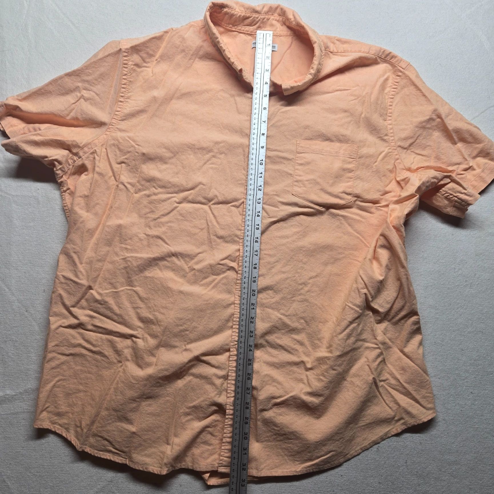 Vintage Sonoma Shirt Big & Tall 4XB Men Orange Solid Short Sleeve Button-Down Shirt Size US XXL / EU 58 / 5 - 7 Thumbnail