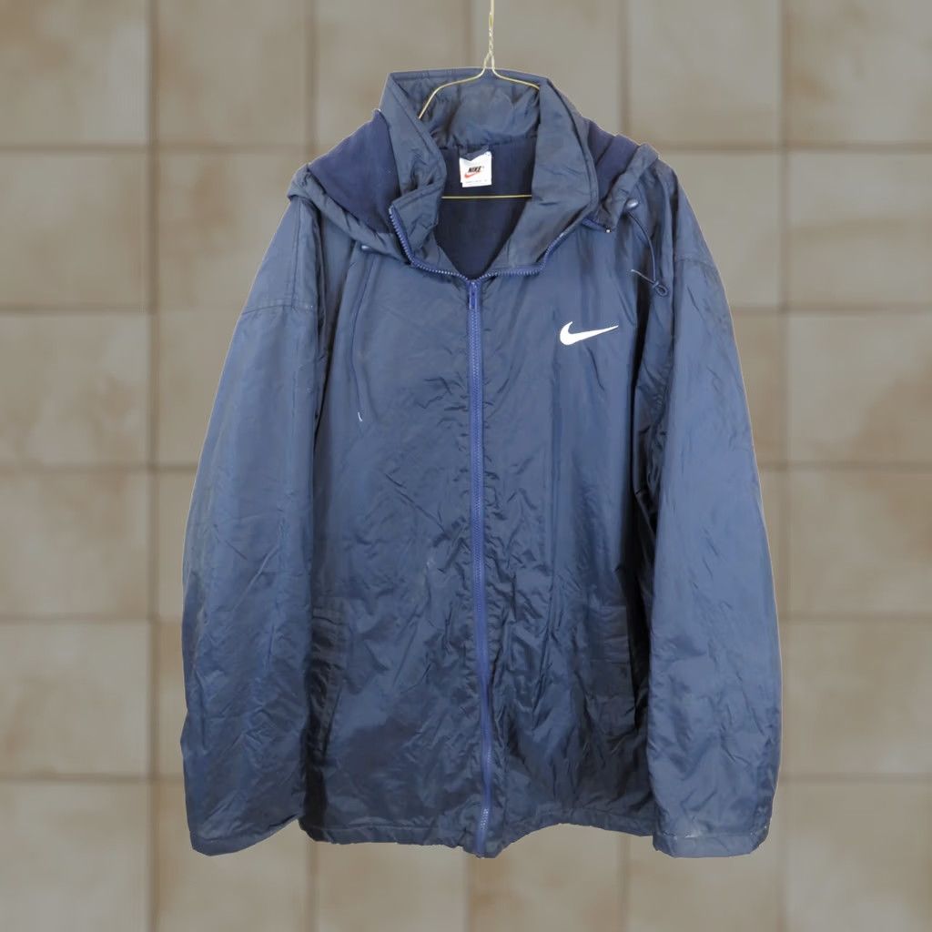 Nike VTG 1990s Nike Swoosh Black Nylon Coat Jacket Men L Size US L / EU 52-54 / 3 - 1 Thumbnail