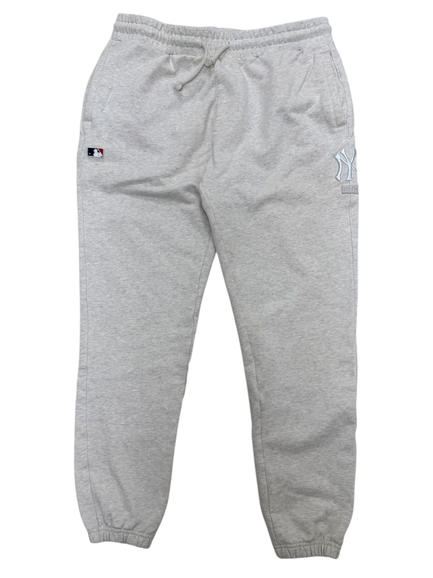 Kith × New York Yankees Kith Yankees Grey & White Embroidered Logo Sweatpants Size US 34 / EU 50 - 1 Thumbnail