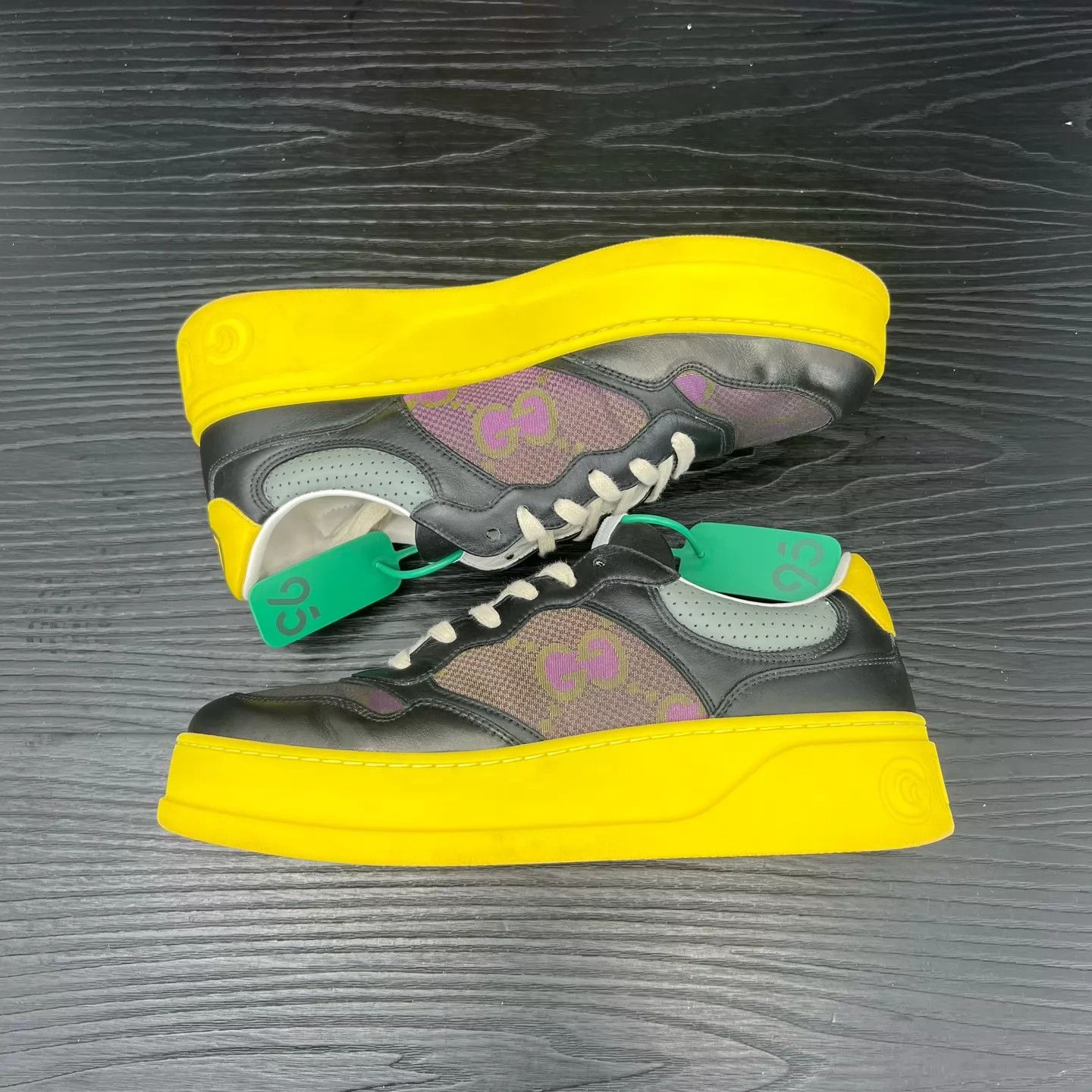 Gucci Gucci Cookie Sneakers Black Yellow 41 Like New Size US 8 / EU 41 - 2 Thumbnail