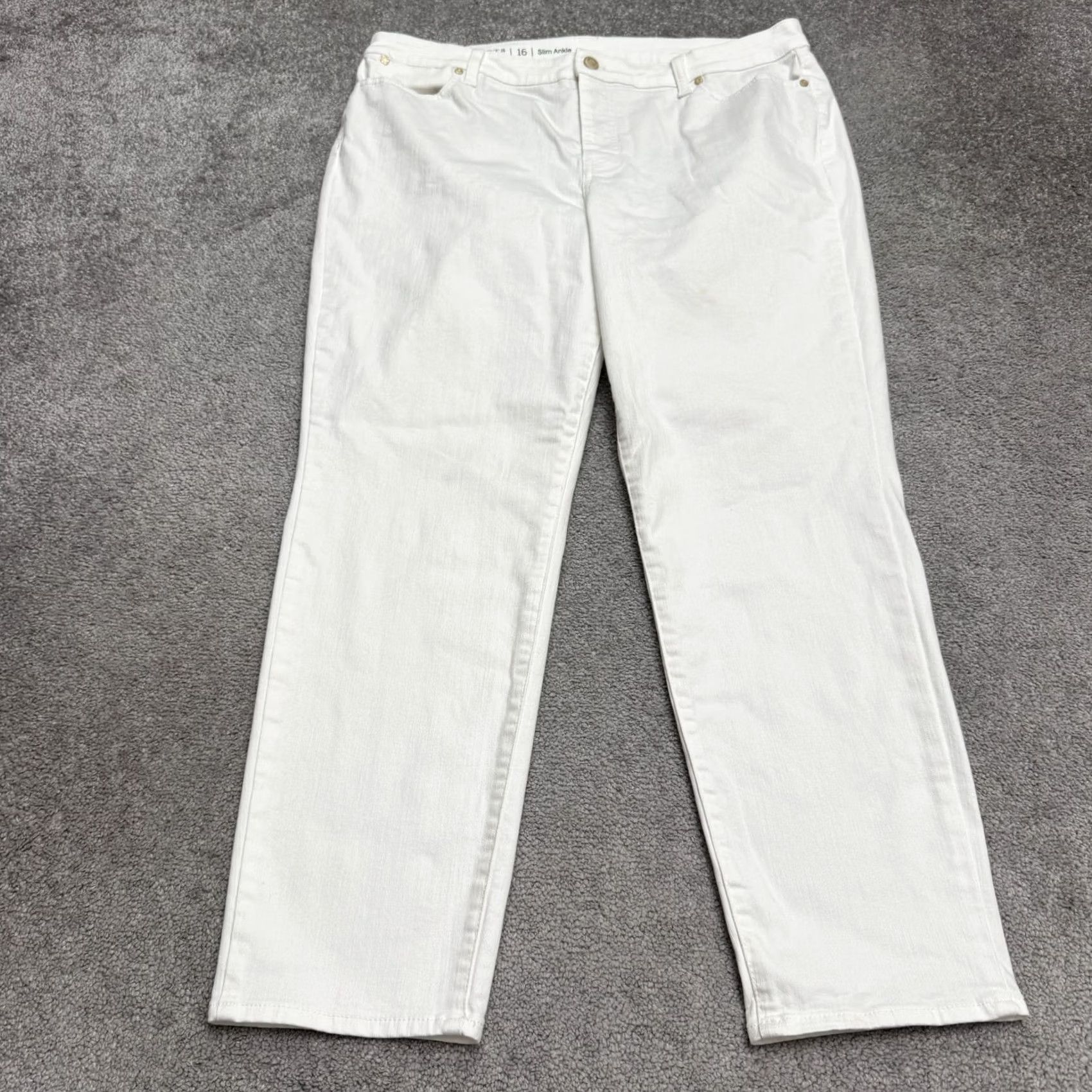 Talbots Talbots Flawless Slim Ankle Denim Jeans Womens 16 White Mid Rise Casual Stretch Shirt? Size 38" / US 16 / IT 52 - 2 Thumbnail