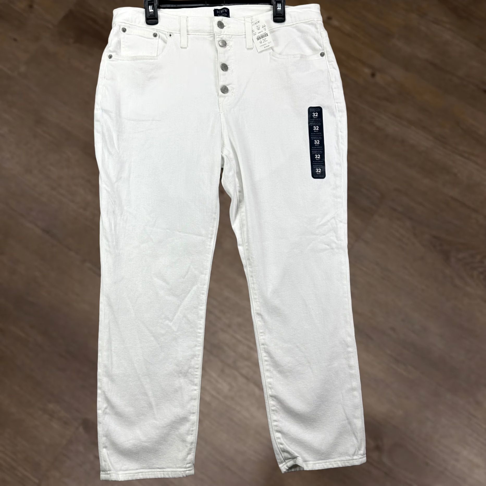 Essentials J Crew Womens Essential Straight Jeans 32 White Button Fly 5 Pocket Stretch NEW Size 24" / US 00 / IT 34 - 1 Thumbnail