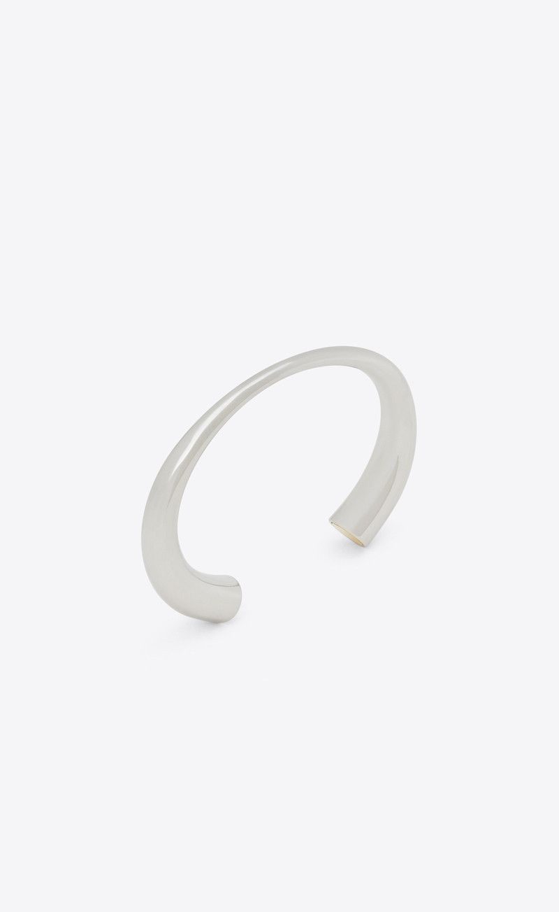 Saint Laurent Paris o1bcso1str0226 Size:L/Trumpet Cuff In Metal in Silver Size ONE SIZE - 1 Thumbnail