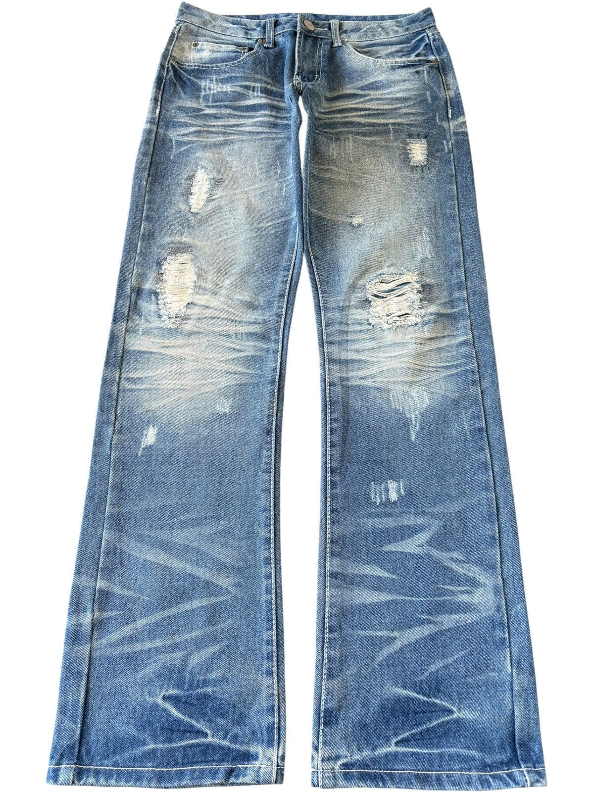 Helmut Lang Vintage Japanese Brand Rusty Stack Wash Distress Loose Jeans Size US 31 - 1 Thumbnail
