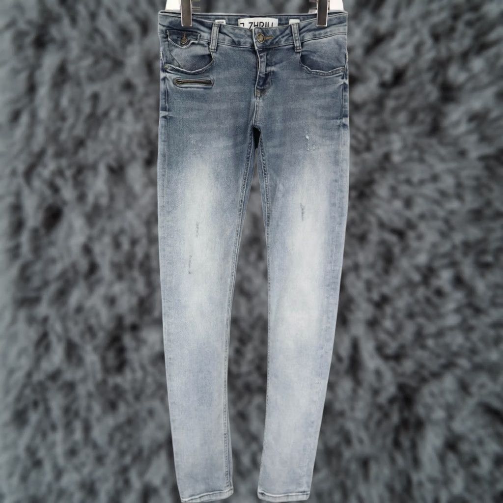 Denime ZHRILL Jeans Women's W29 Blue Denim Faded Whiskers Zip Fly Stretched Slim Fit Size 29" - 1 Thumbnail