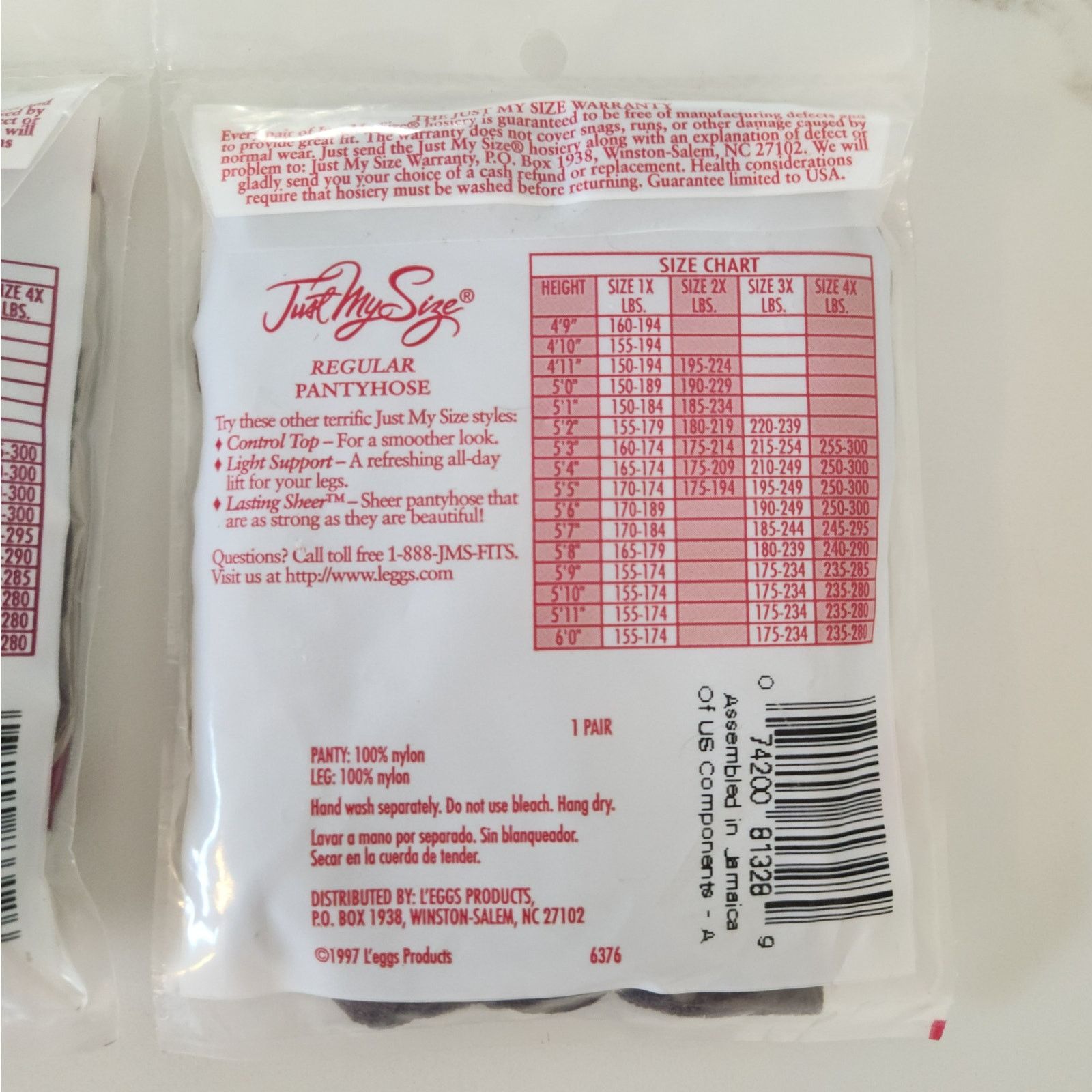 Other 90s Vintage L'eggs Pantyhose Plus Size 3x White Coffee Black Size ONE SIZE - 7 Thumbnail