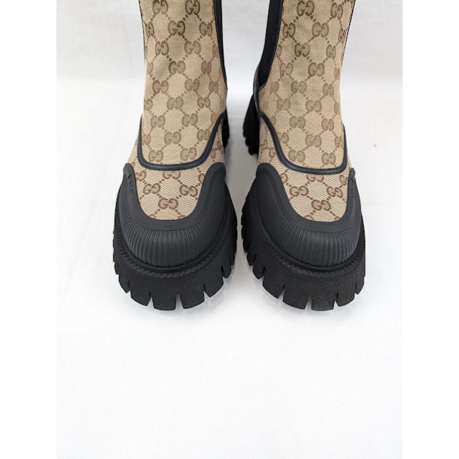 Gucci o1rshd1 Novo GG Canvas Chelsea Boots in Beige/Ebony Size US 11.5 / EU 44-45 - 12 Thumbnail