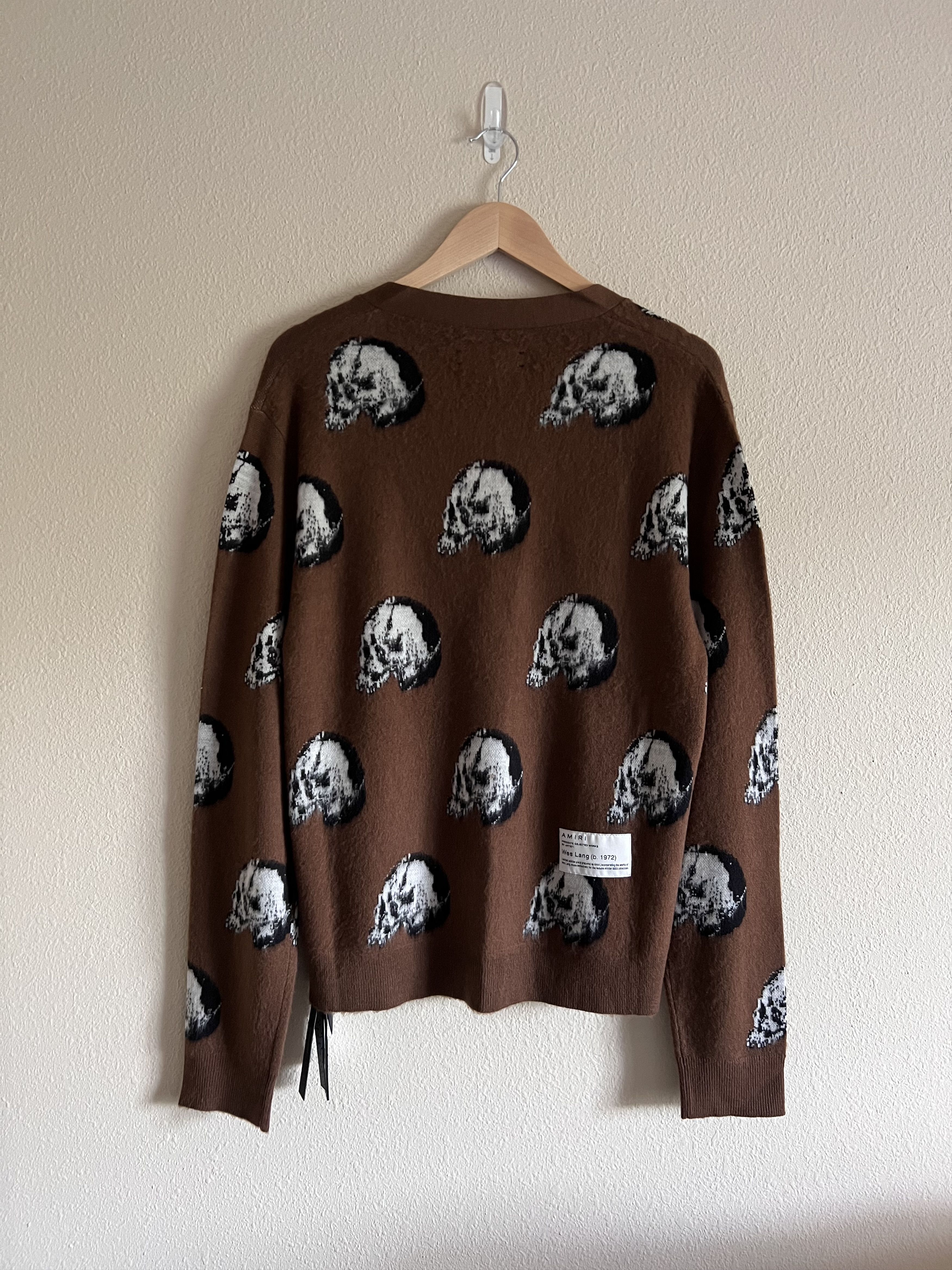 Amiri × Wes Lang Amiri Wes Lang Repeat Skull Cardigan in Brown Size US L / EU 52-54 / 3 - 5 Thumbnail