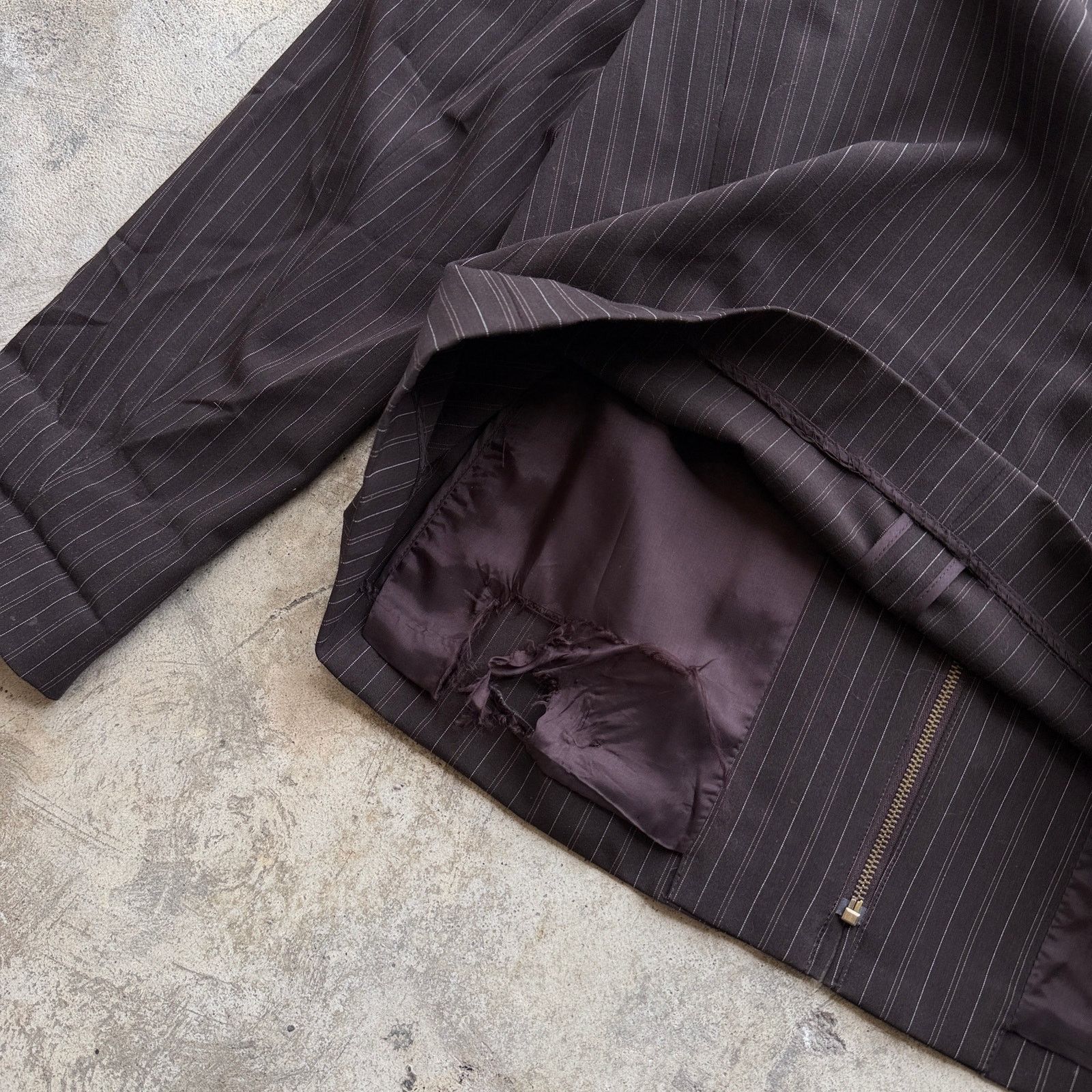 Other Vtg y2k early 2000s crop fit work zip up pinstriped jacket Size L / US 10 / IT 46 - 6 Thumbnail