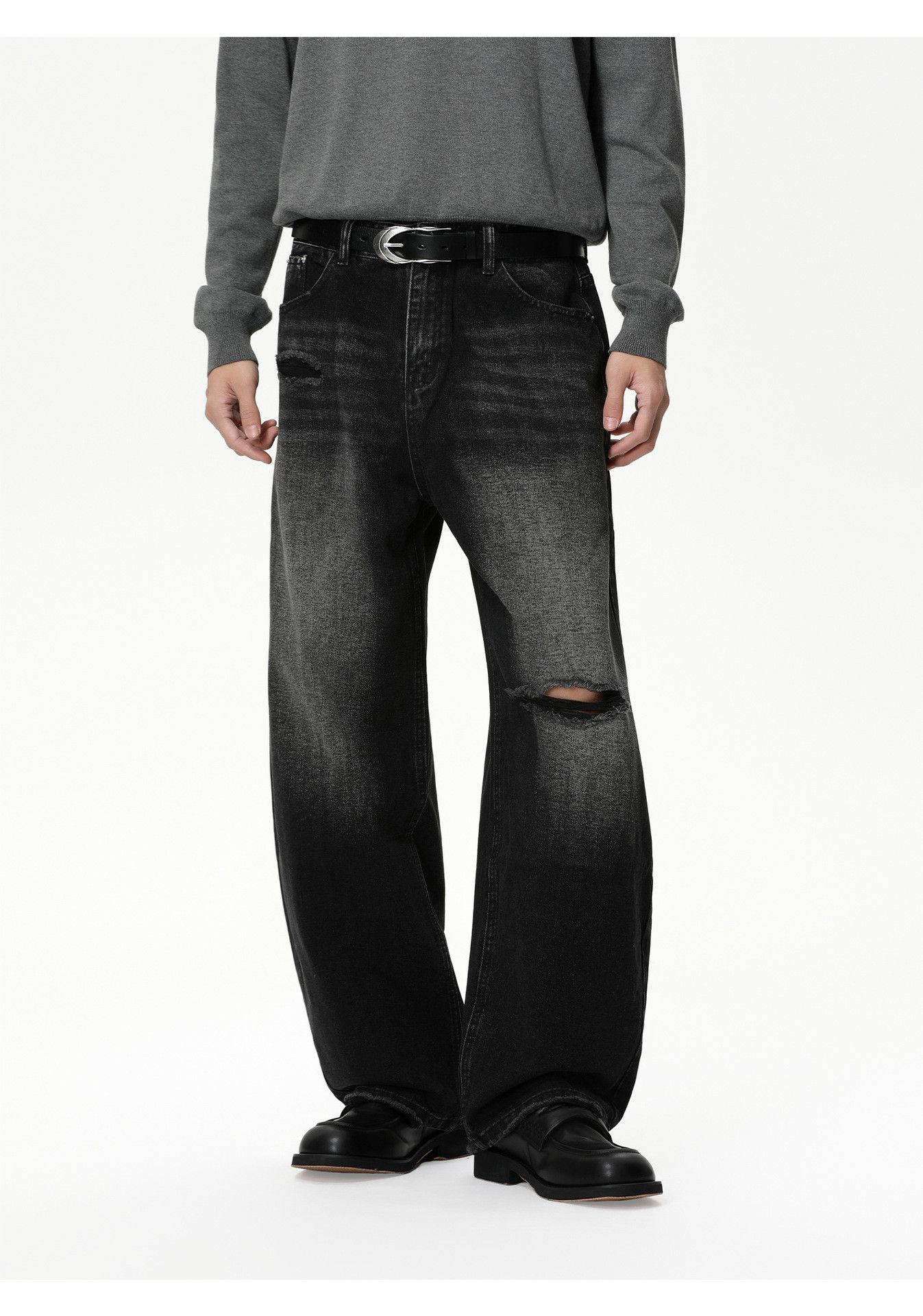 Jean Street distressed loose-fitting washed ripped jeans Size US 32 / EU 48 - 4 Thumbnail