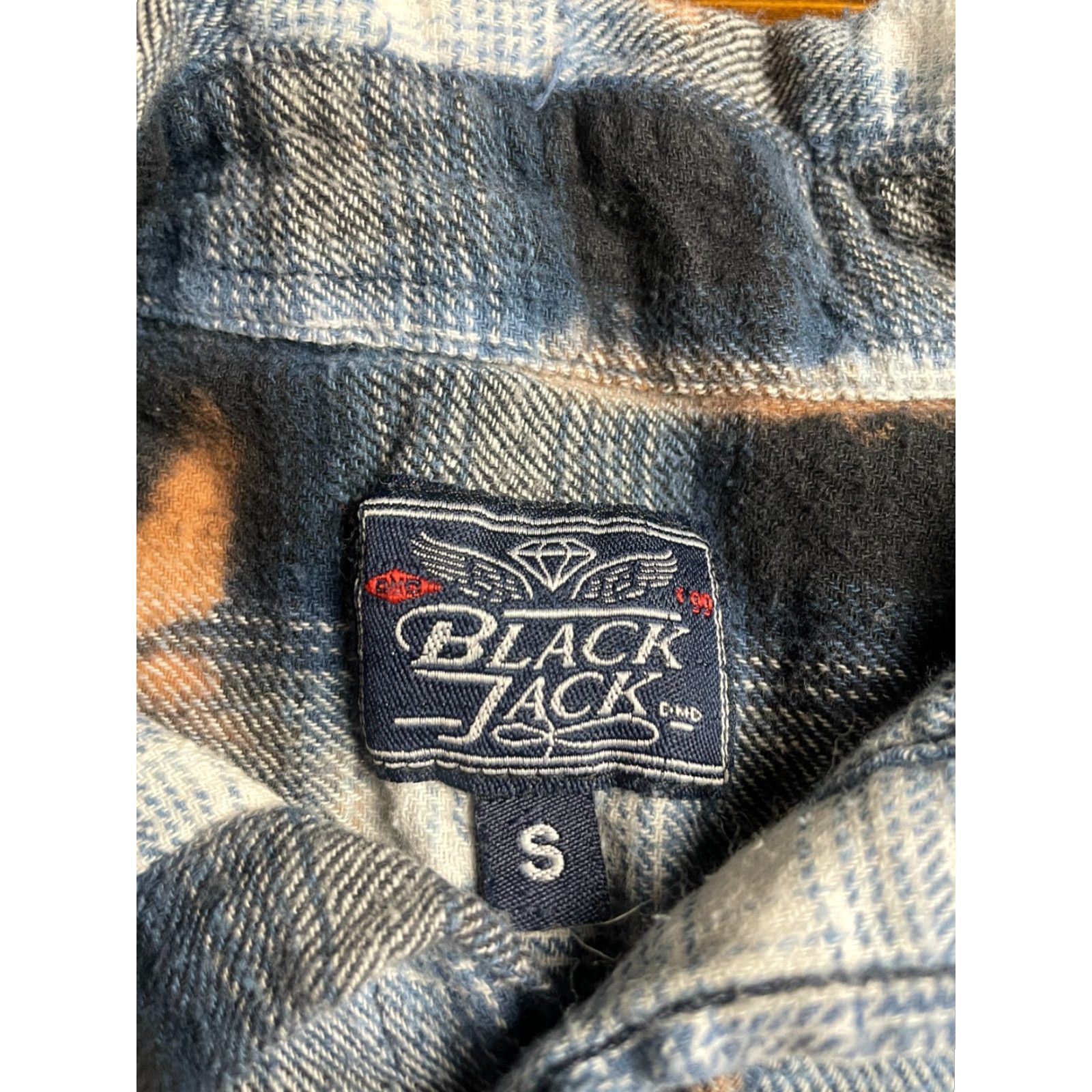 Vintage VINTAGE Black Jack Shirt Men's Small Blue Black Dyed Plaid Frayed Hem Flannel Button Up Size US S / EU 44-46 / 1 - 5 Thumbnail