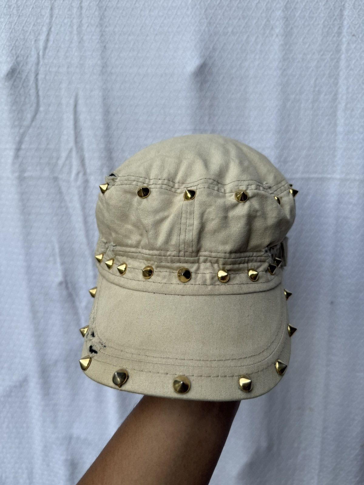 If Six Was Nine Distressed Punk Studded Gothic Style Hats Size ONE SIZE - 2 Thumbnail