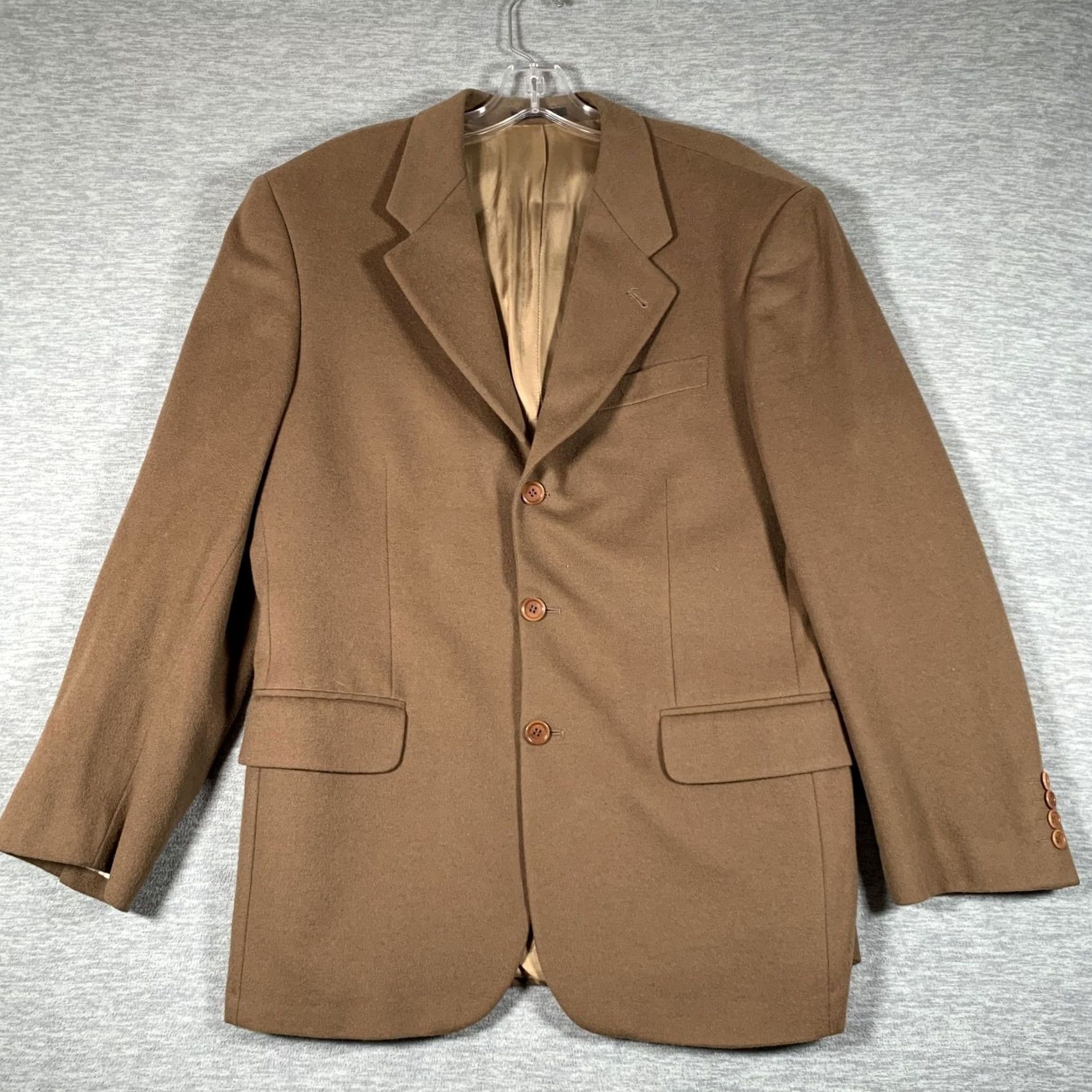Vintage Bianchi Suit Jacket Mens 48 Brown Wool Cashmere 3 Button Blazer Made Italy Size 48R - 2 Thumbnail