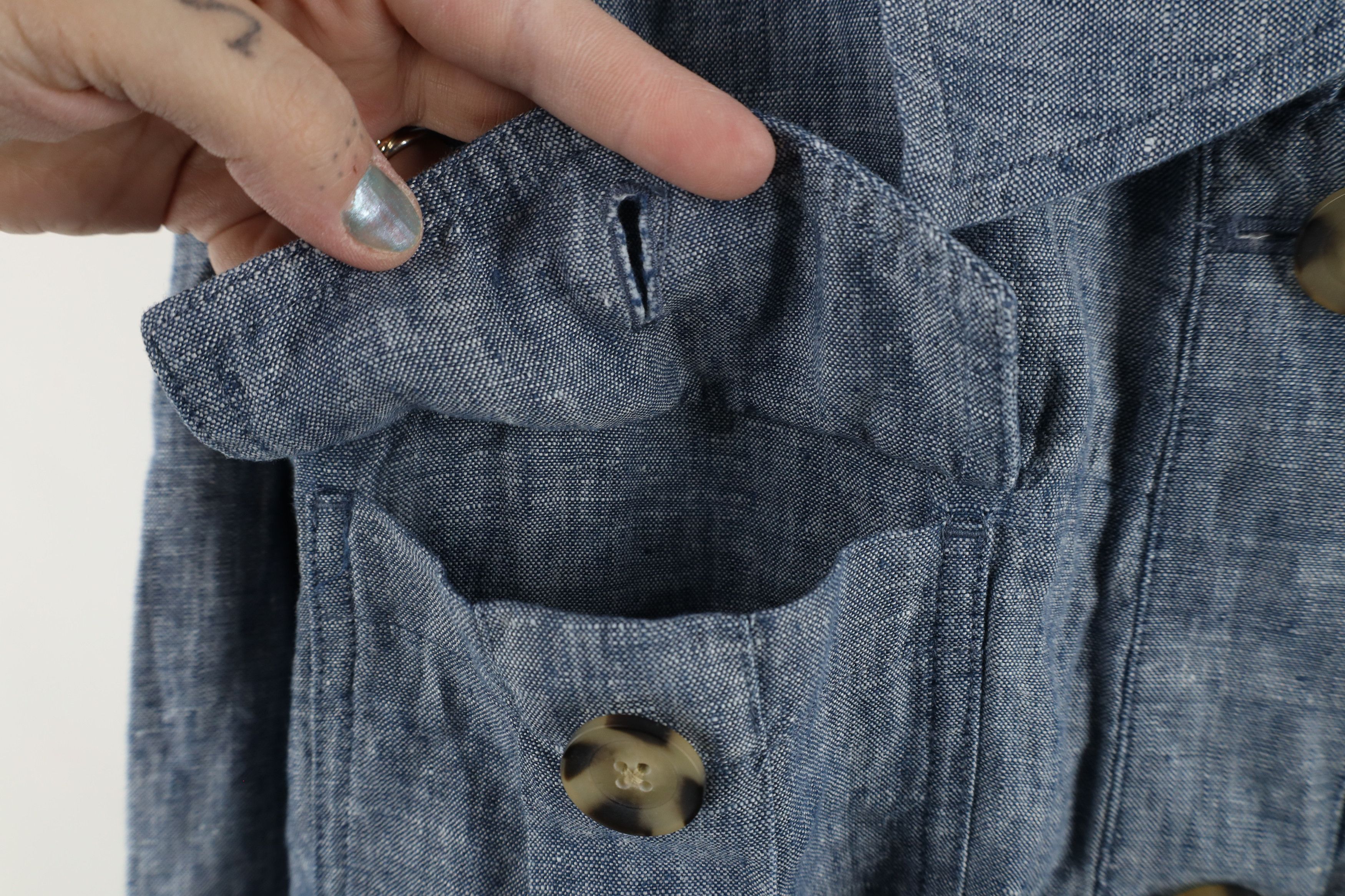 J. Jill × Vintage J Jill Love Linen Tie Linen Collared Button Shirt Blue Size XXL / US 16-18 / IT 52-54 - 5 Thumbnail